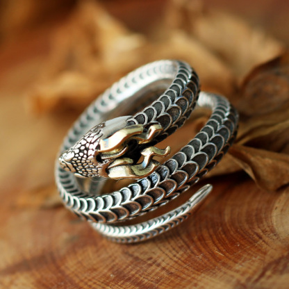 Dragon Horned Snake Silver Ring