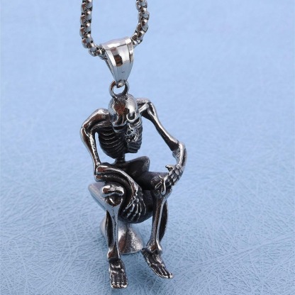 Skeleton on the toilet