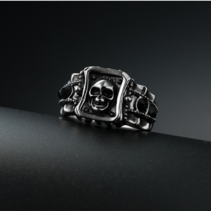 Black Diamond Skull Ring