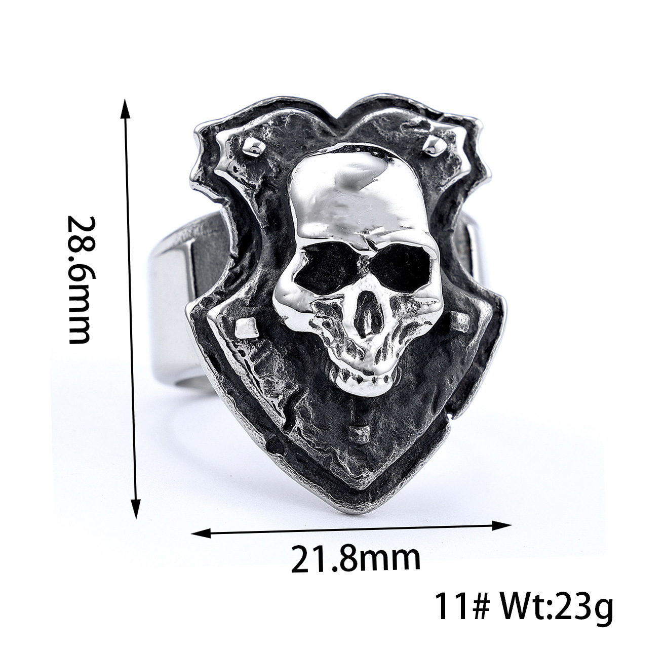 Vintage motorcycle style skull ring