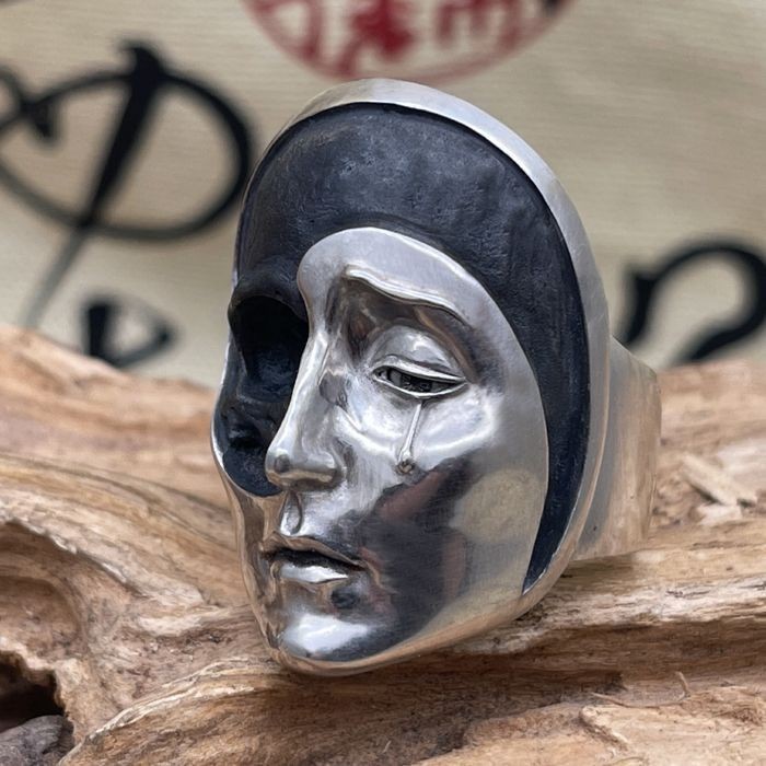 Handmade Sterling Silver Crying Skull Ring