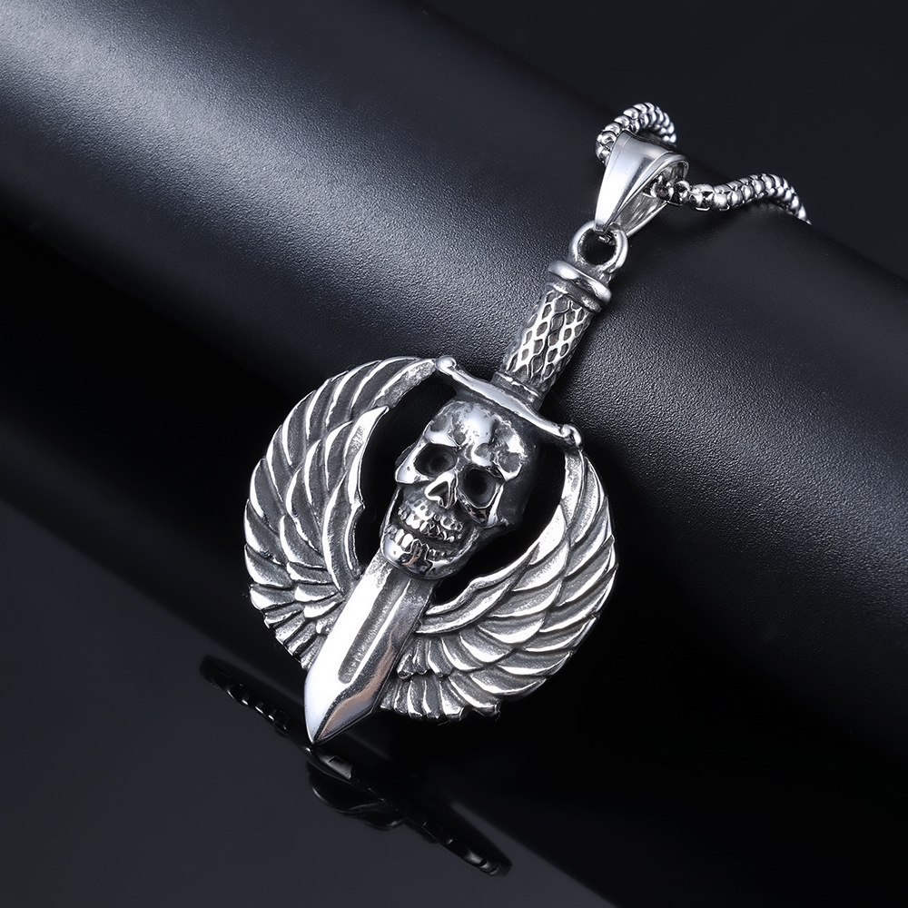 Skull Wings Sword Pendant
