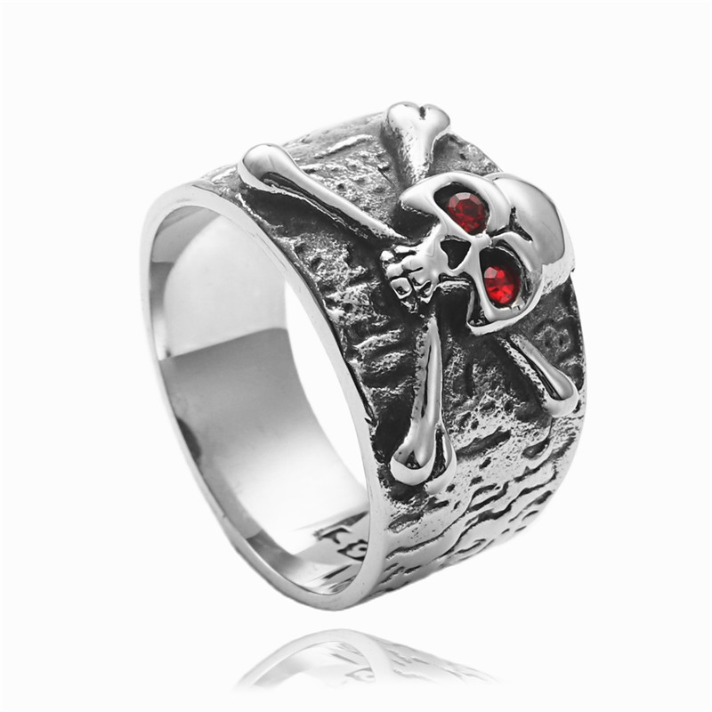 925 silver + multi-color stone skull ring