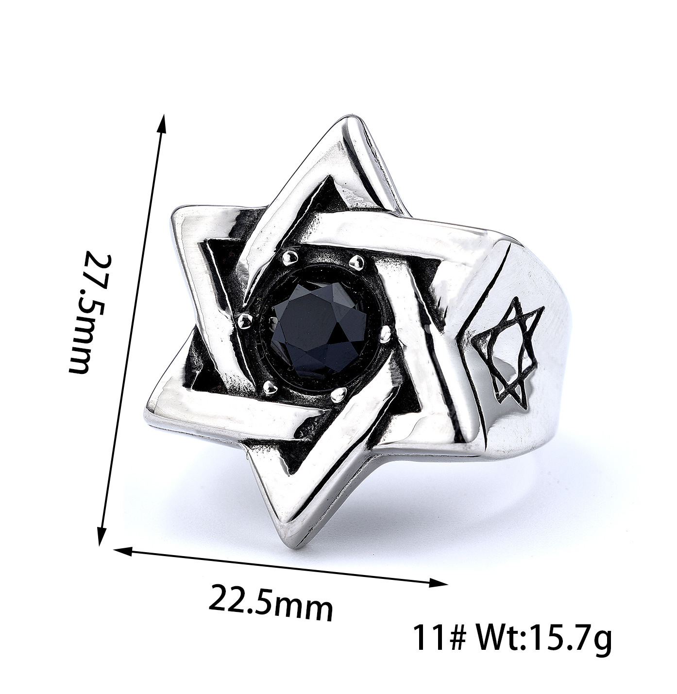Hexagram + Gem Ring