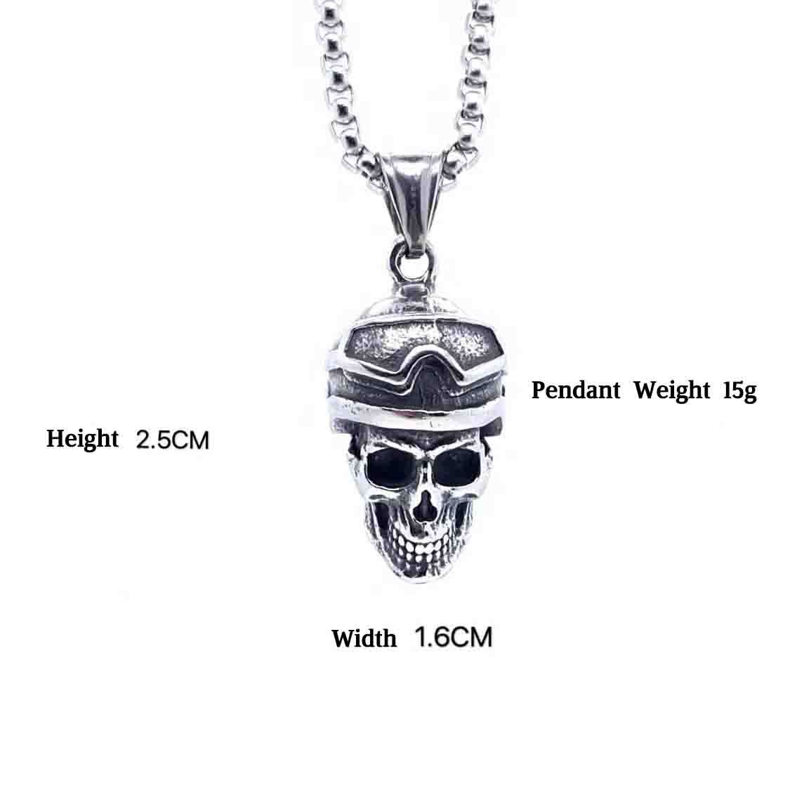 Pilot skull 925 silver pendant