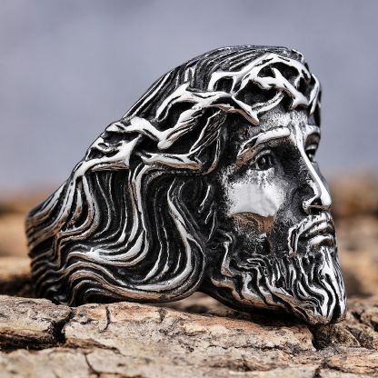 925 silver men's ring with human head