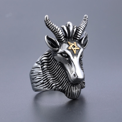 Five-pointed star ram shape 925 silver ring