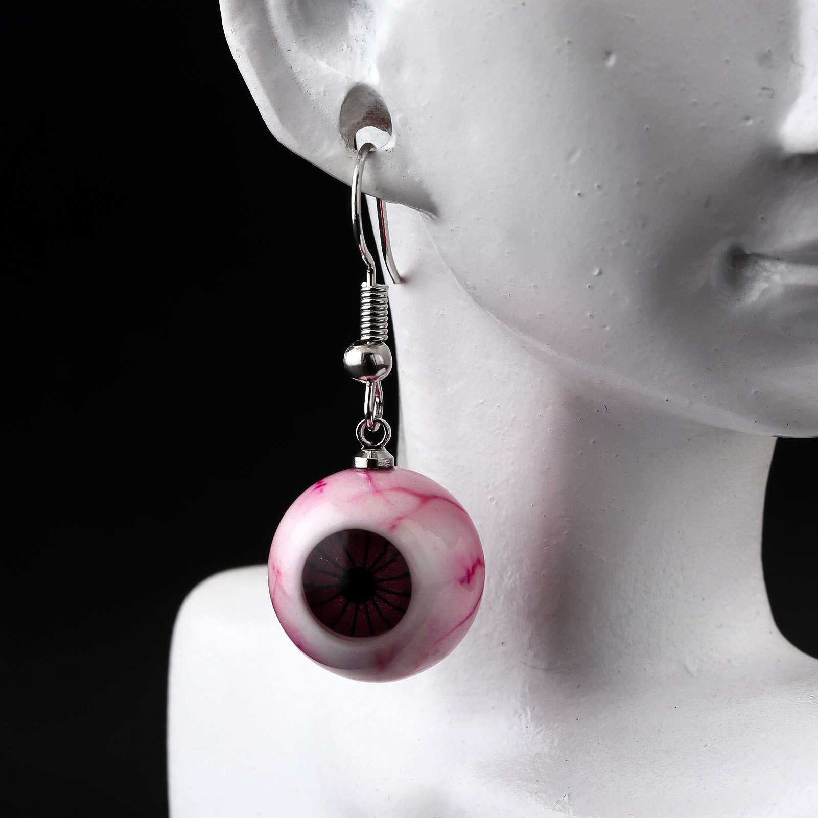 Horrible blood-red eyeball resin earrings