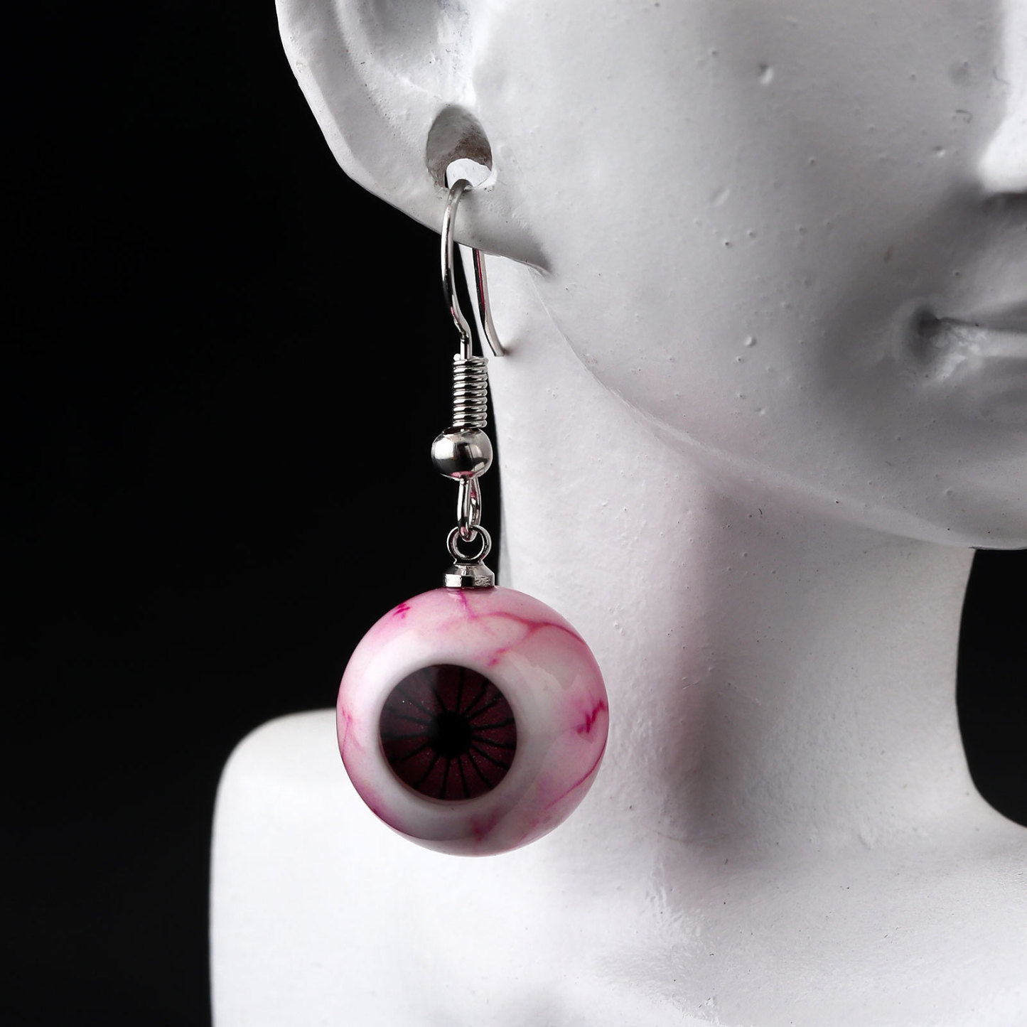 Horrible blood-red eyeball resin earrings