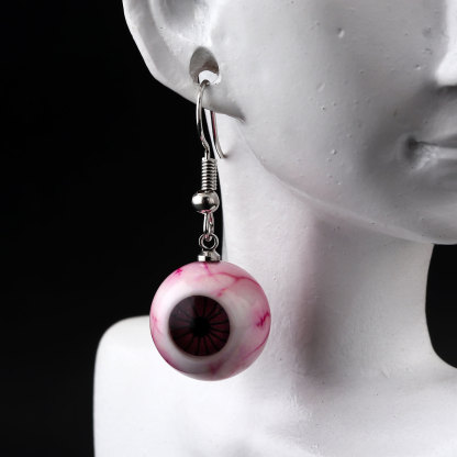 Horrible blood-red eyeball resin earrings