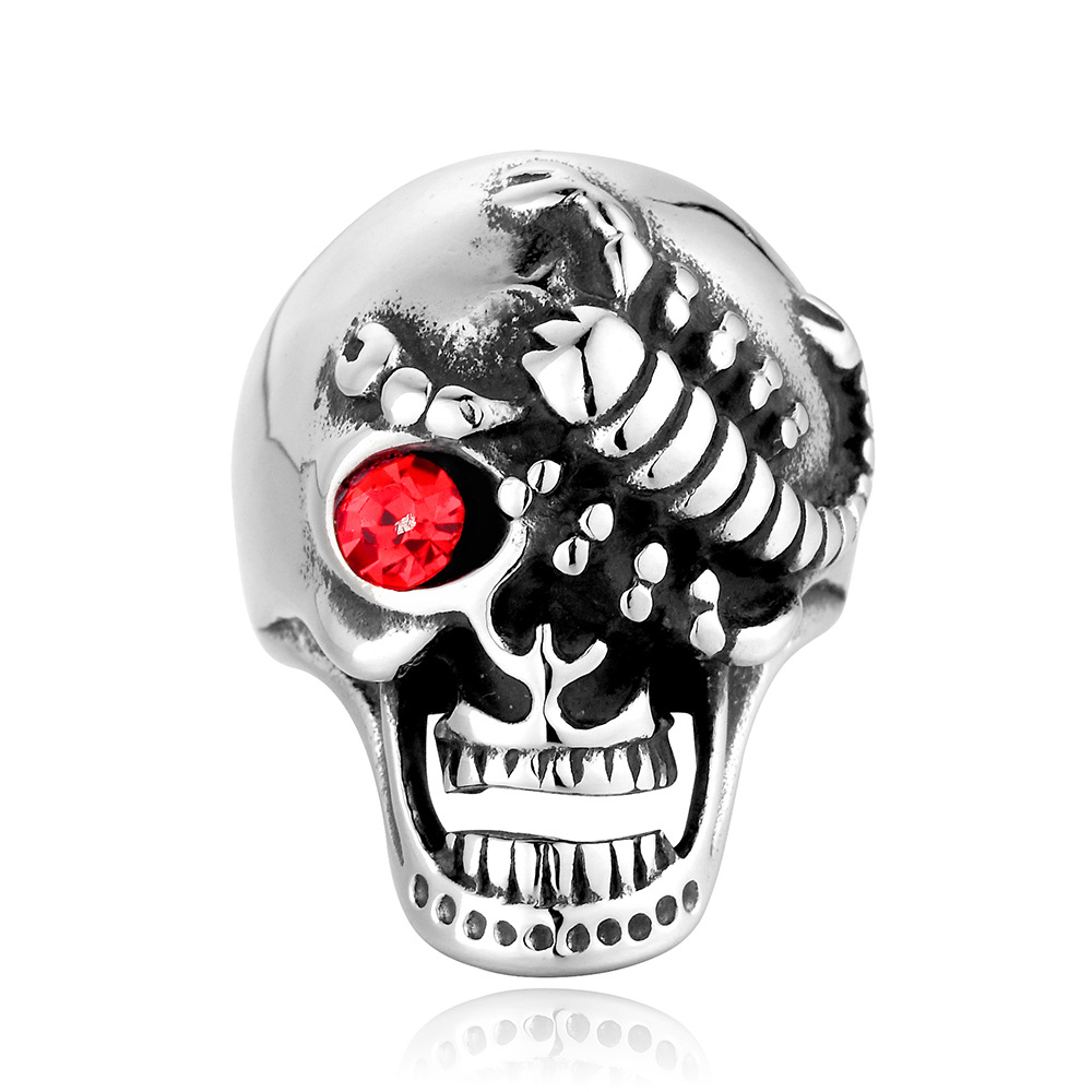 Red Eyed Skull Scorpion Ring