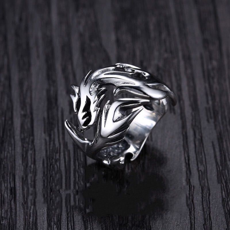 Flame Dragon Silver Ring