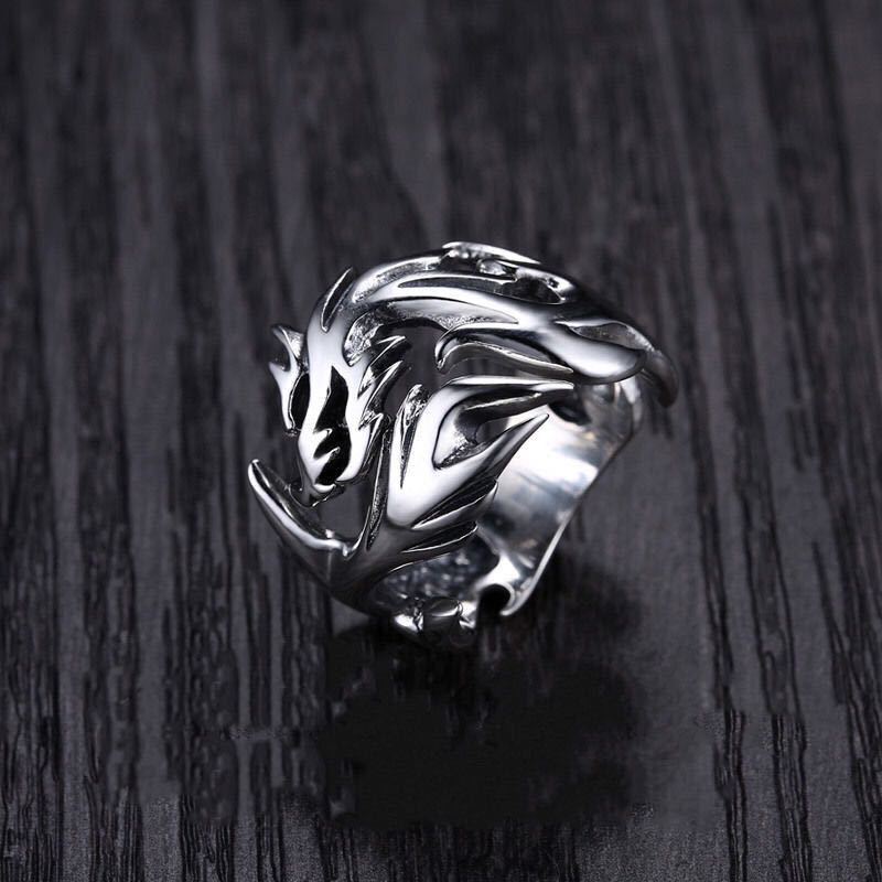 Flame Dragon Silver Ring