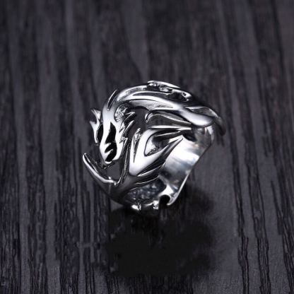 Flame Dragon Silver Ring