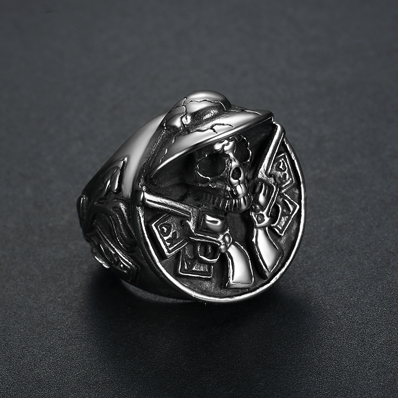 Double Gun Skull Ring