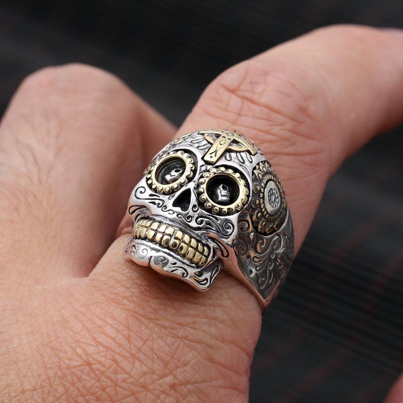 Sterling Silver Sugar Skull Ring - Viking Jewelry - Urcsilver