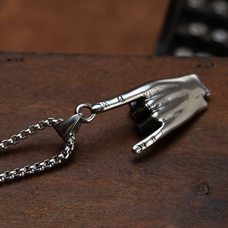 Hip-hop rock hand gesture necklace