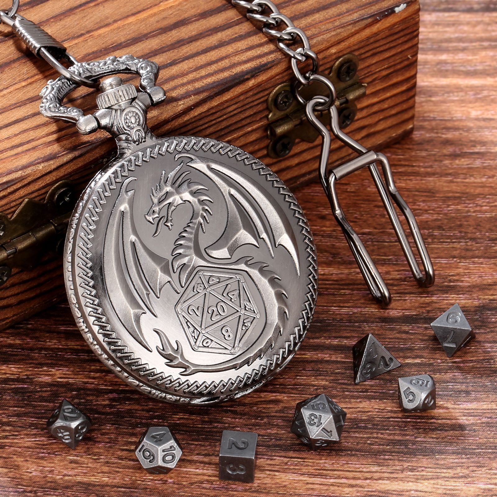 Dragon D20 StylePocket Watch Dice Set