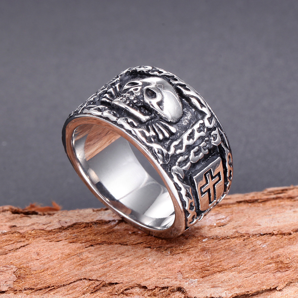 Cool Skull Hip Hop Punk Cross Ring