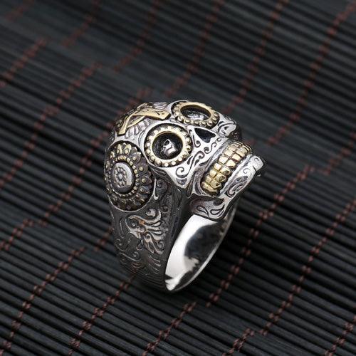Sterling Silver Sugar Skull Ring - Viking Jewelry - Urcsilver
