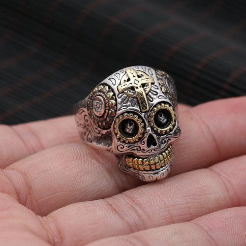 Sterling Silver Sugar Skull Ring - Viking Jewelry - Urcsilver