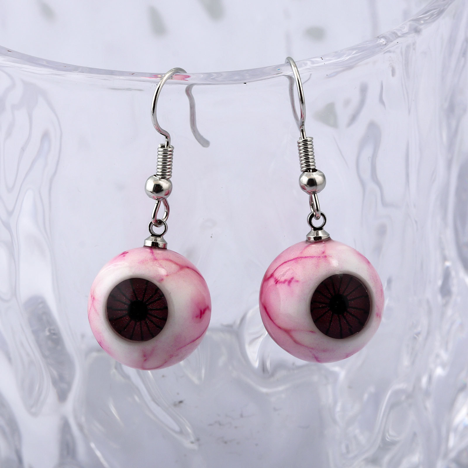 Horrible blood-red eyeball resin earrings