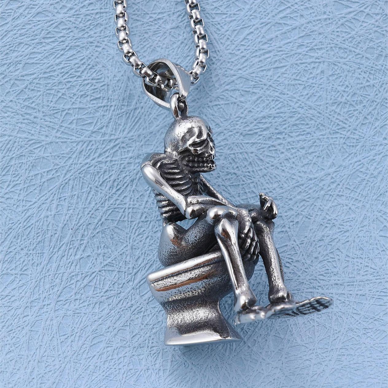 Skeleton on the toilet