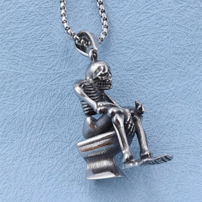 Skeleton on the toilet