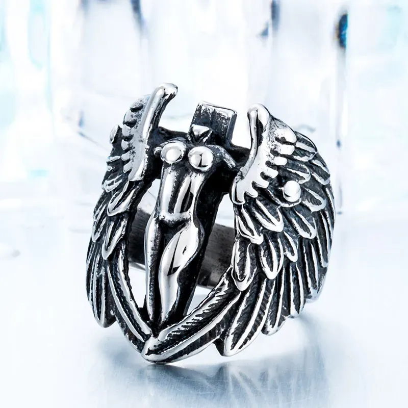 Angel Wings Cross Ring