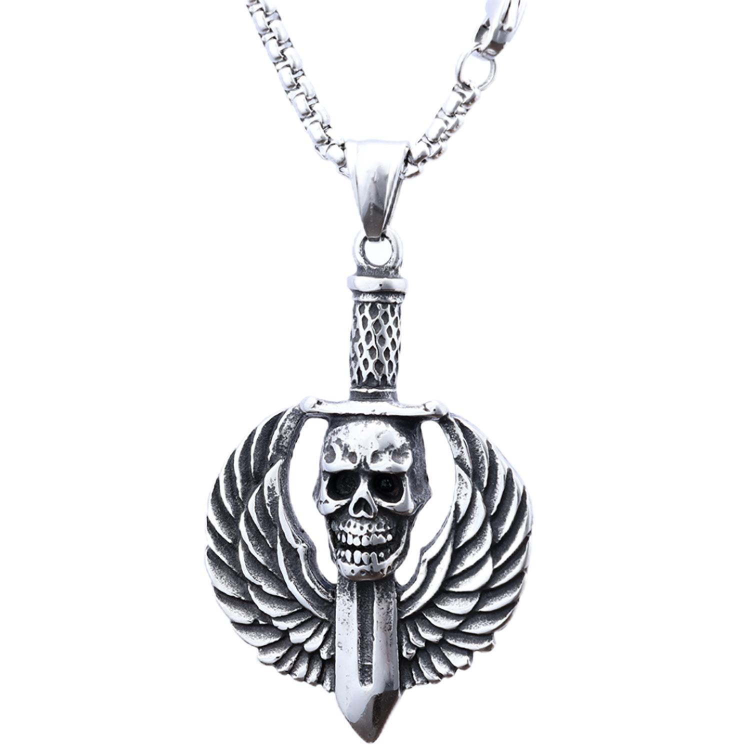 Skull Wings Sword Pendant