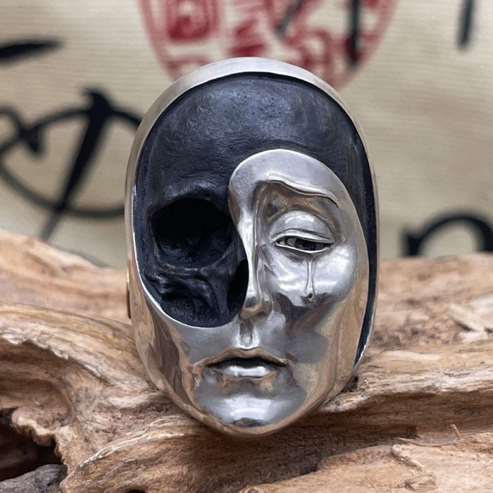 Handmade Sterling Silver Crying Skull Ring