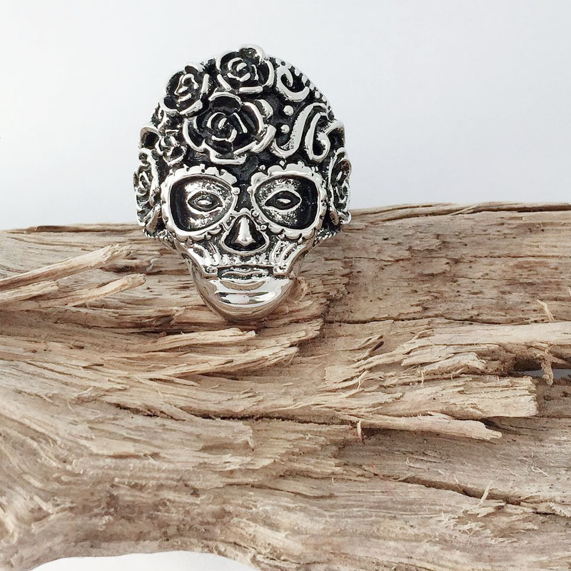 Skull and Flower Ring