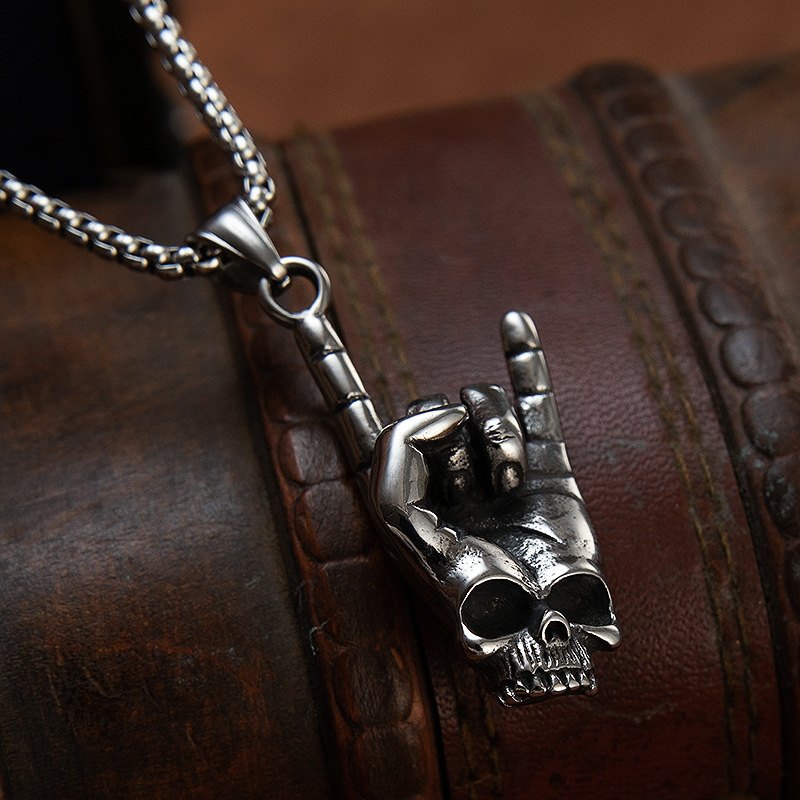Hip-hop rock hand gesture necklace