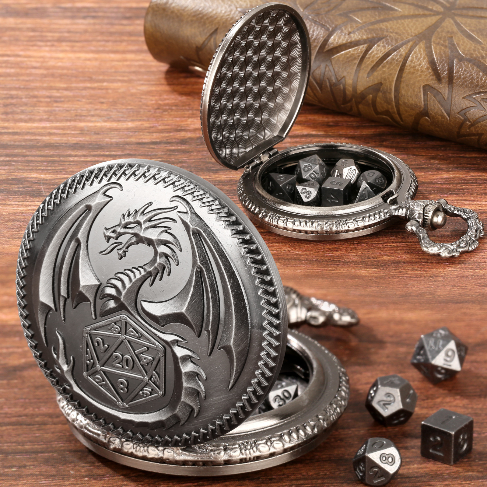 Dragon D20 StylePocket Watch Dice Set