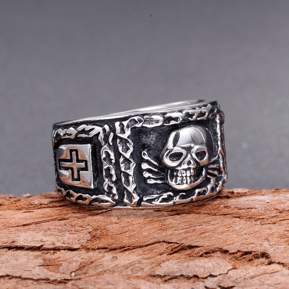 Cool Skull Hip Hop Punk Cross Ring