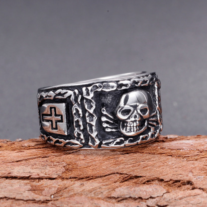 Cool Skull Hip Hop Punk Cross Ring