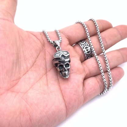 Pilot skull 925 silver pendant