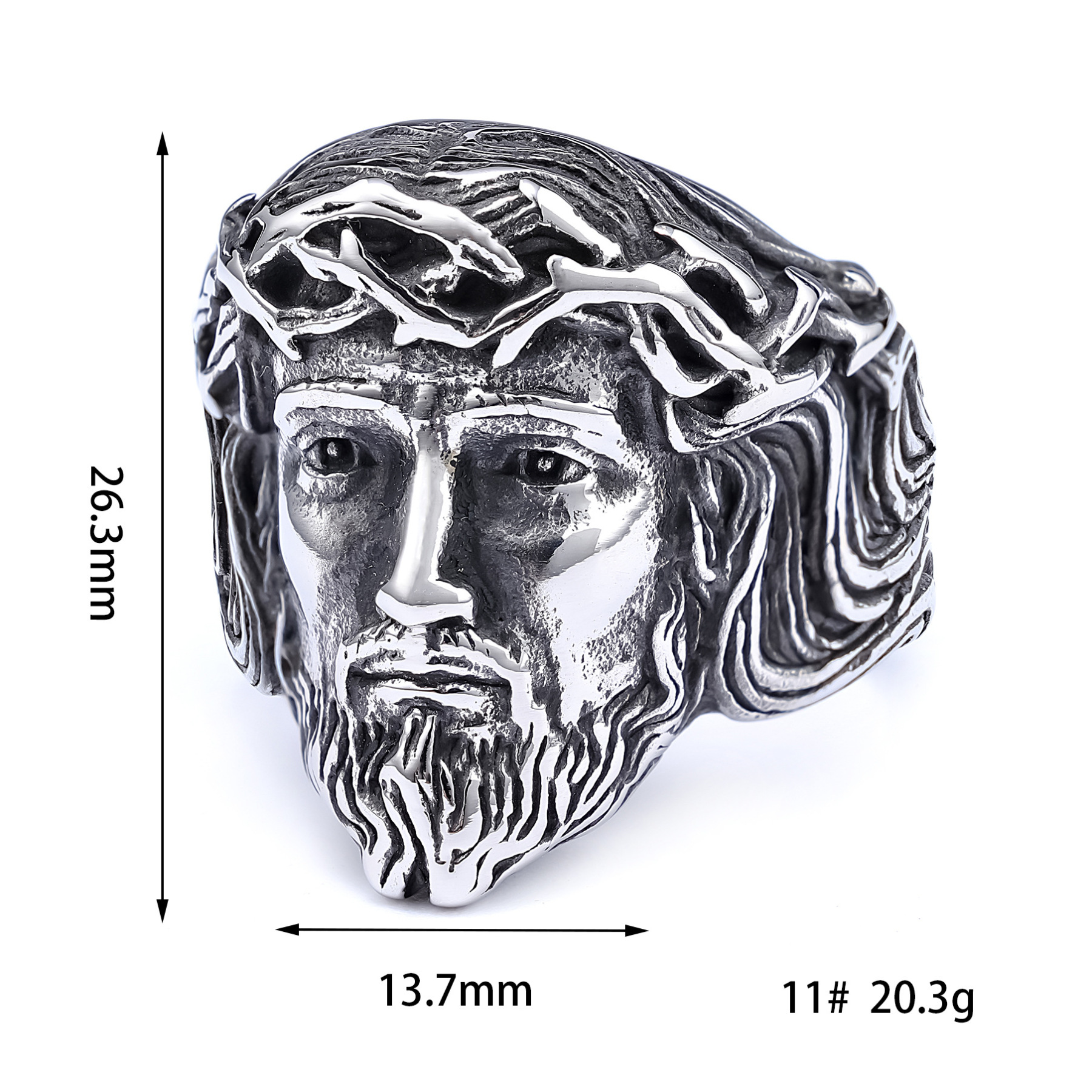 925 silver men's ring with human head