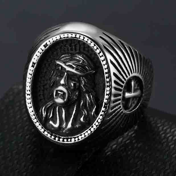 925 silver men's ring with human head