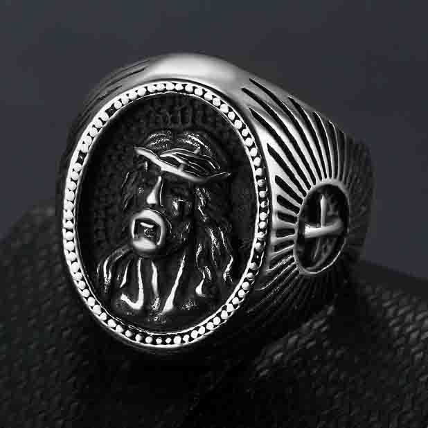925 silver men's ring with human head