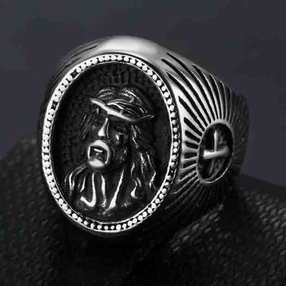 925 silver men's ring with human head