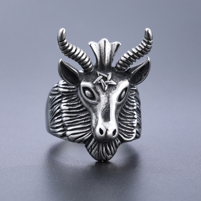 Five-pointed star ram shape 925 silver ring