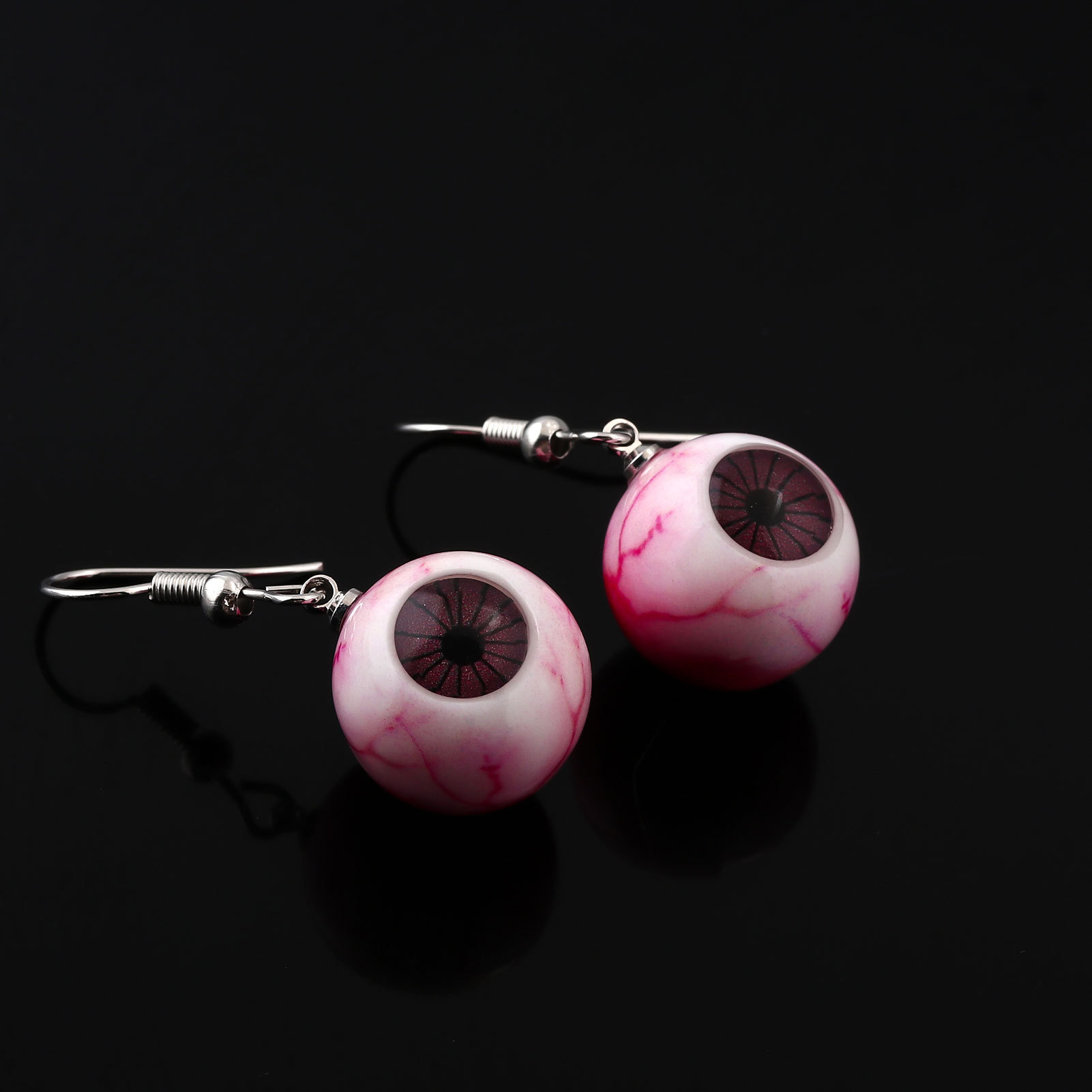 Horrible blood-red eyeball resin earrings