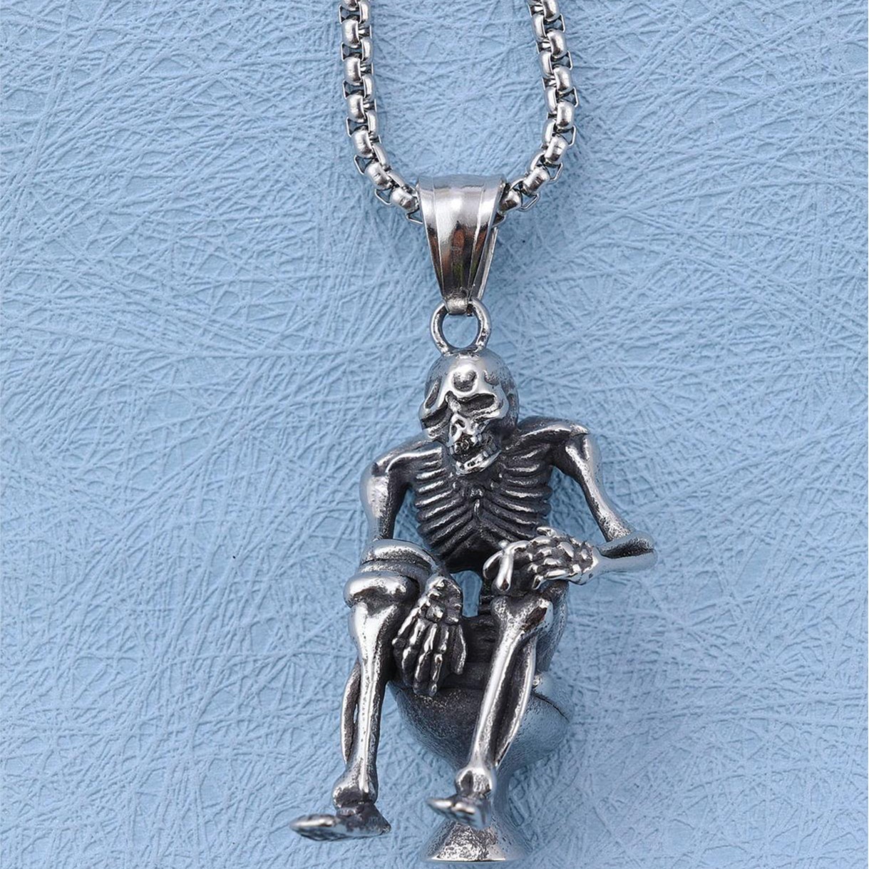 Skeleton on the toilet