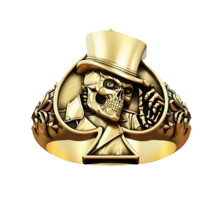 Spade Magician Skull Ring