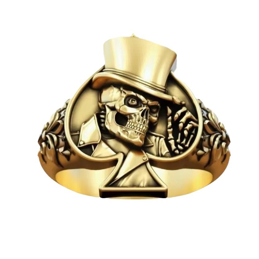 Spade Magician Skull Ring