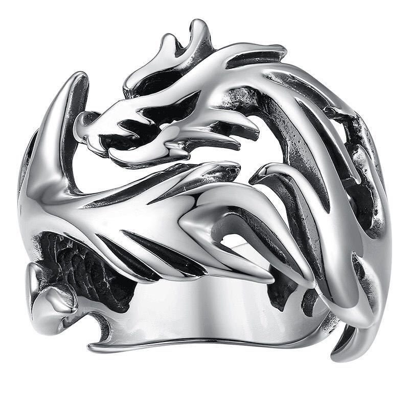 Flame Dragon Silver Ring