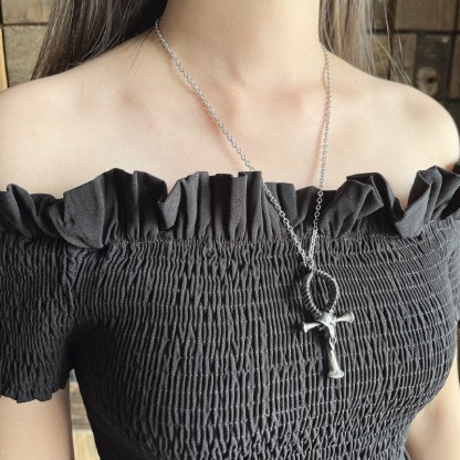 Goat Head Cross Necklace