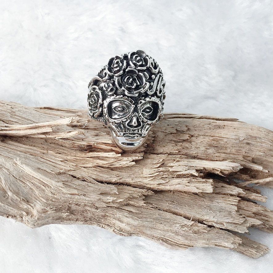 Skull and Flower Ring