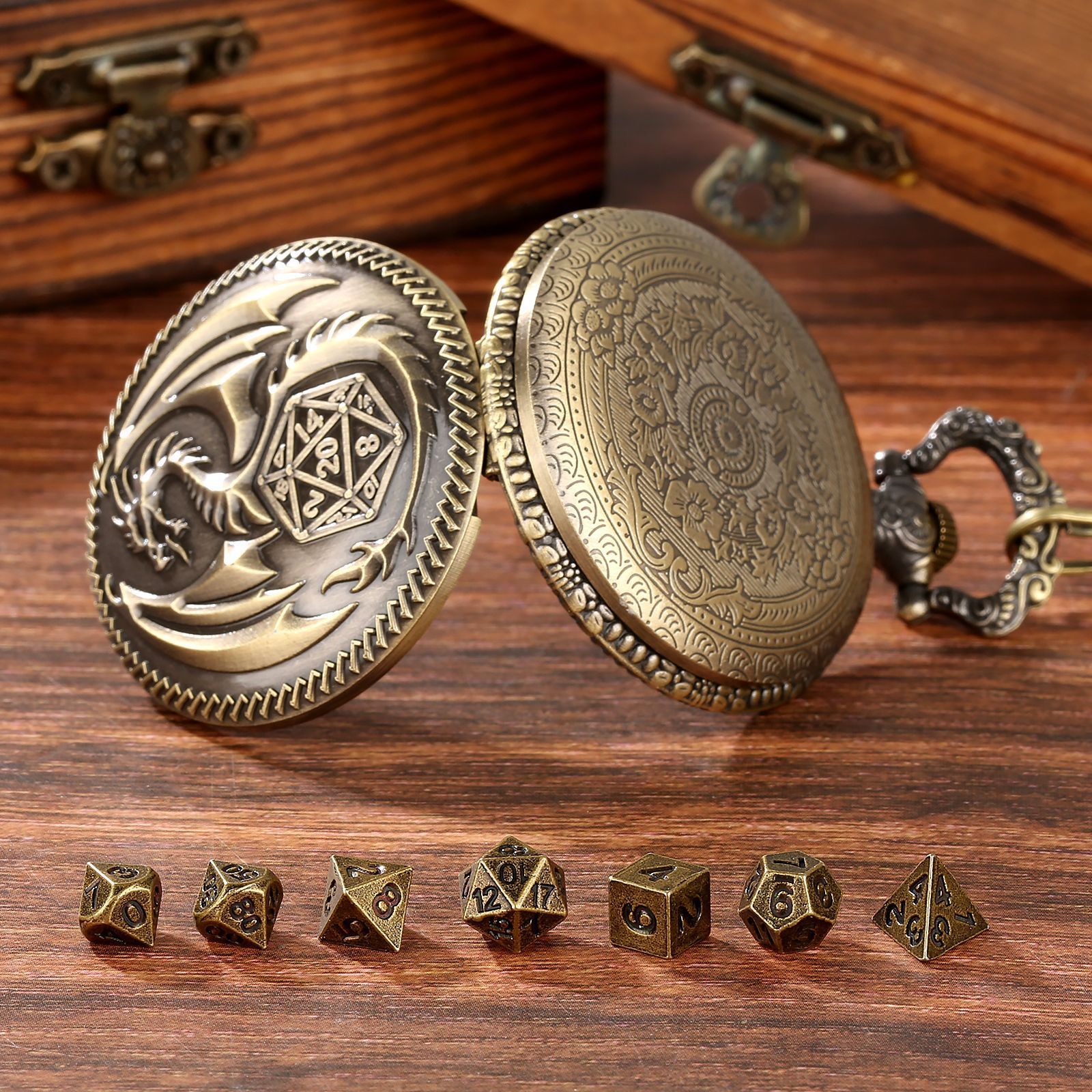 Dragon D20 StylePocket Watch Dice Set